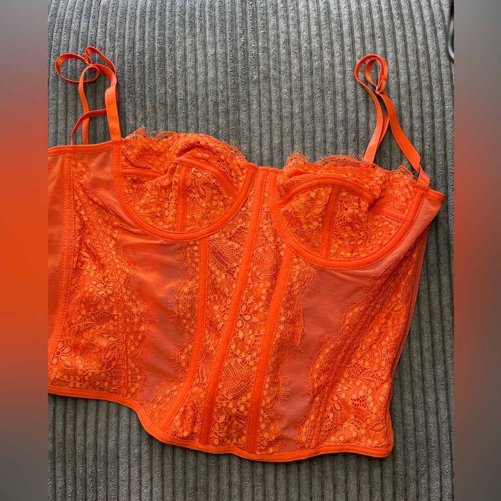 SHEIN Bold Orange Corset Top